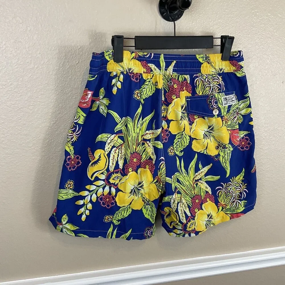 Polo Ralph Lauren Mens Swimwear Trunks Sz M Hawaiian Floral Beach‎ Tropical H3